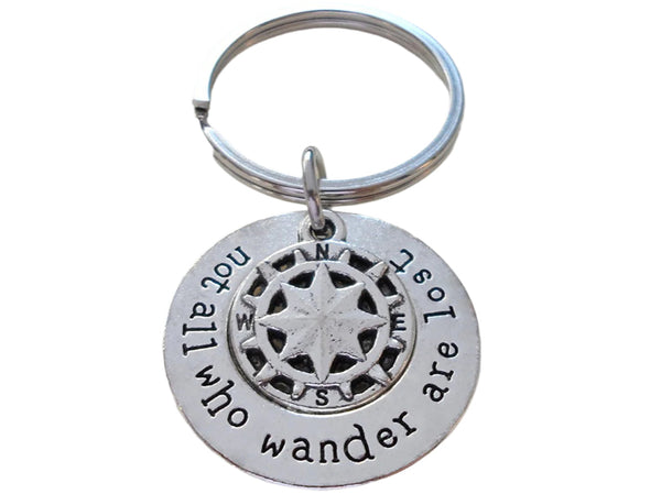 Not All Who Wander Are Lost Compass Keychain