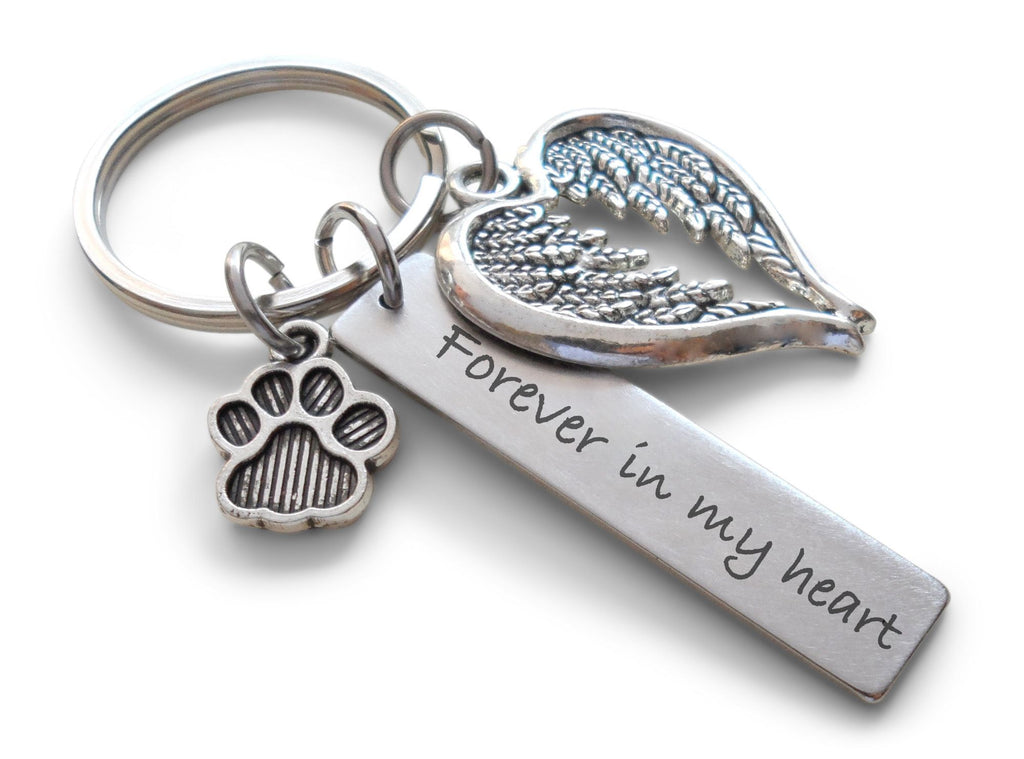 Custom Paw & Wings Charm Keychain with Custom Engraved Tag, Pet Loss Gift, Dog Memorial Keychain by Jewelry Everyday