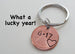 Double Keychain Set 2005 Penny Keychains with Engraved Heart Around Year; 17 Year Anniversary Gift, Couples Keychain
