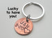 Double Keychain Set 2008 Penny Keychains with Engraved Heart Around Year; 14 Year Anniversary Gift, Couples Keychain