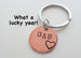 Double Keychain Set 2005 Penny Keychains with Engraved Heart Around Year; 17 Year Anniversary Gift, Couples Keychain