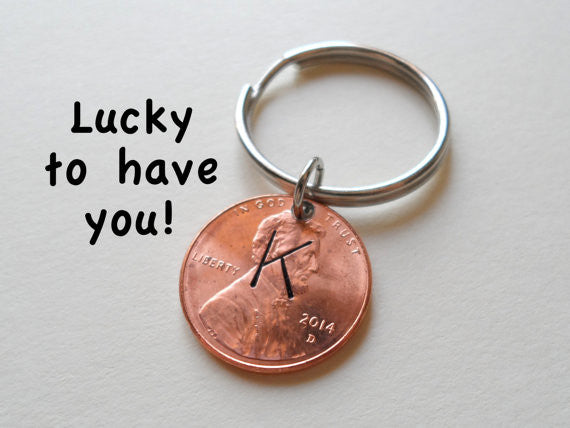 Personalized Large Font Single Letter Initial Custom Penny Keychain