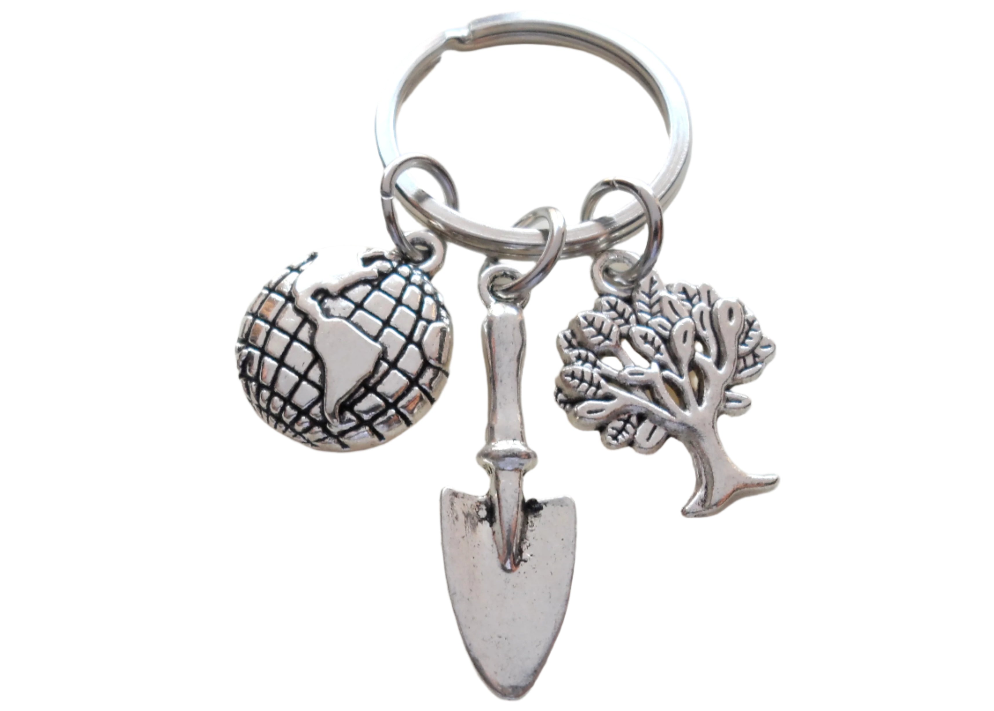 Volunteer Appreciation Gifts Earth Tree Shovel Keychain by JE