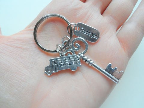 Bus Driver Appreciation Gift Keychain, School Bus Driver Gift, Bus, Key & Thank You Charm Keychain