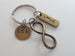 Love Tag with Bronze Infinity Symbol Keychain - You and Me for Infinity; Couples Keychain