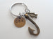 Personalized Bronze Fish Hook Keychain with Tiny Fish Charm - I'm Hooked On You; Couples Keychain