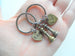 Bronze Chess Piece Charm Keychains, King and Queen Set - Couples Keychain Set