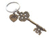 Custom Engraved Bronze Key Charm Keychain - You've Got the Key to My Heart; Couples Keychain