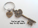 Custom Engraved Bronze Key Charm Keychain - You've Got the Key to My Heart; Couples Keychain