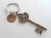 Large Bronze Key and Heart Lock Keychain Set- You've Got The Key To My Heart; 8 Year Anniversary Gift, Couples Keychain Set