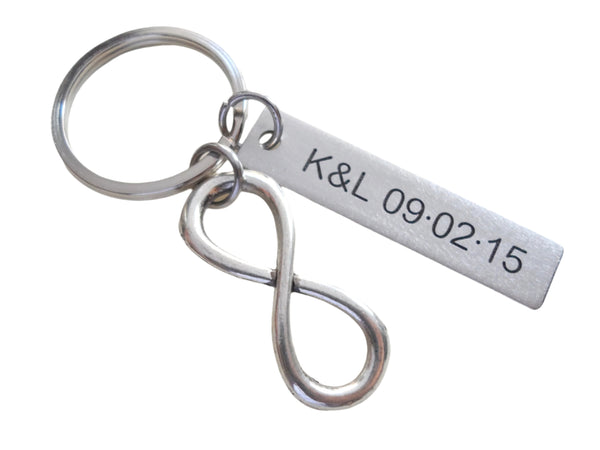 Personalized Infinity Symbol Keychain - You And Me For Infinity; Couples Keychain