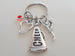 Cheerleader Keychain with Cheer Megaphone and Heart Charm, Gift for Cheerleader or Cheer Coach