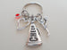 Cheerleader Keychain with Cheer Megaphone and Heart Charm, Gift for Cheerleader or Cheer Coach