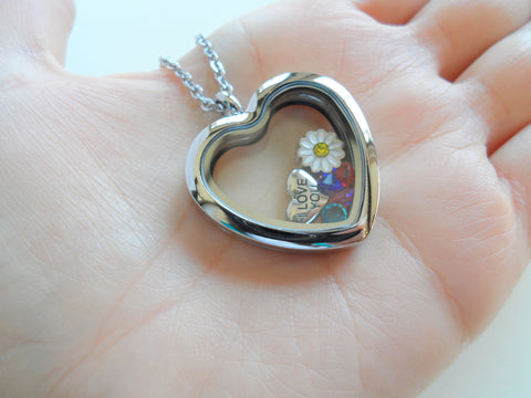 Personalized Large Heart Shaped Memory Locket Necklaces for Mother or Grandma - by Jewelry Everyday