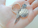 Wing & Paw Charm Keychain with Saying Disc "May Your Angel Always Be By Your Side", Add-on Charm Options