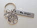 Teacher Appreciation Gifts • Custom Engraved Steel Rectangle Tag w/ Tree & Apple Charm Keychain by JewelryEveryday