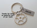 Employee Appreciation Gifts • Silver Gear Keychain with Custom Engraved Tag by JewelryEveryday w/ "Thanks for being an essential part of our team!" Card