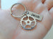 Employee Appreciation Gifts • Silver Gear Keychain with Custom Engraved Tag by JewelryEveryday w/ "Thanks for being an essential part of our team!" Card