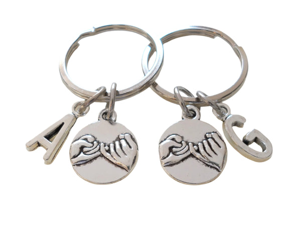 Anniversary Gift | Double Pinky Promise Charm Keychains with Letter Charm Option