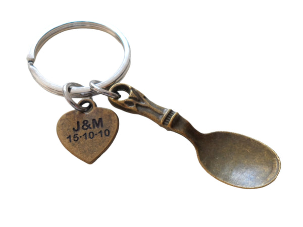 Bronze Spoon Keychain - My Favorite Spoon, Charm Keychain, Custom Engraved Tag Option