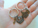 Bronze King and Queen Crown Keychain Set - King & Queen; Couples Keychain Set With Letter Charms