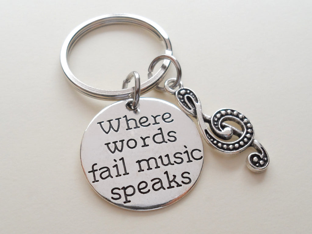 Music Speaks Keychain, Musician Keychain Gift, Teacher Appreciation Gift, Gift for School Music Teacher, Thank You Gift