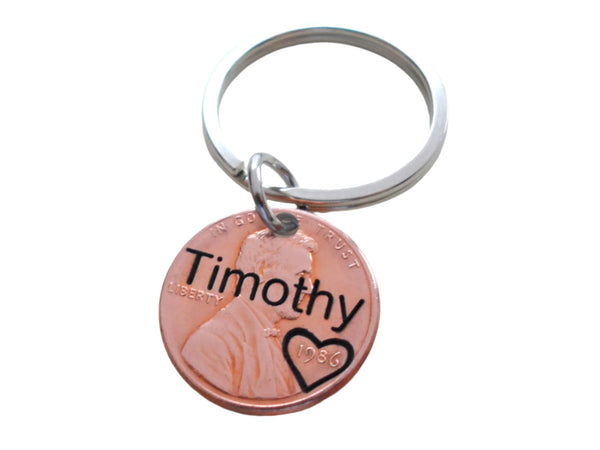 Engraved Name Penny Keychain, Personalized Keychain, Lucky Penny Keychain, Name Key Chain, Gift for Family Members