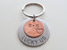 Custom Engraved Steel Disc Keychain Layered with Penny and Heart Around Year, Personalized Option