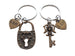 Bronze Scroll Lock and Key Keychain Set - You've Got the Key to My Heart; Couples Keychain Set