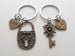 Bronze Scroll Lock and Key Keychain Set - You've Got the Key to My Heart; Couples Keychain Set