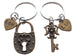 Personalized & Matching Couples Lock & Key Keychain Set w/ Customizable Heart Tag