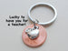 Teacher Appreciation Gifts • 2023 Penny & Apple Charm Keychain w/ "Lucky to have you for a teacher!" Card by JewelryEveryday