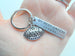 Football Ball Keychain and Steel Tag Custom Engraved, Football Keychain Gift