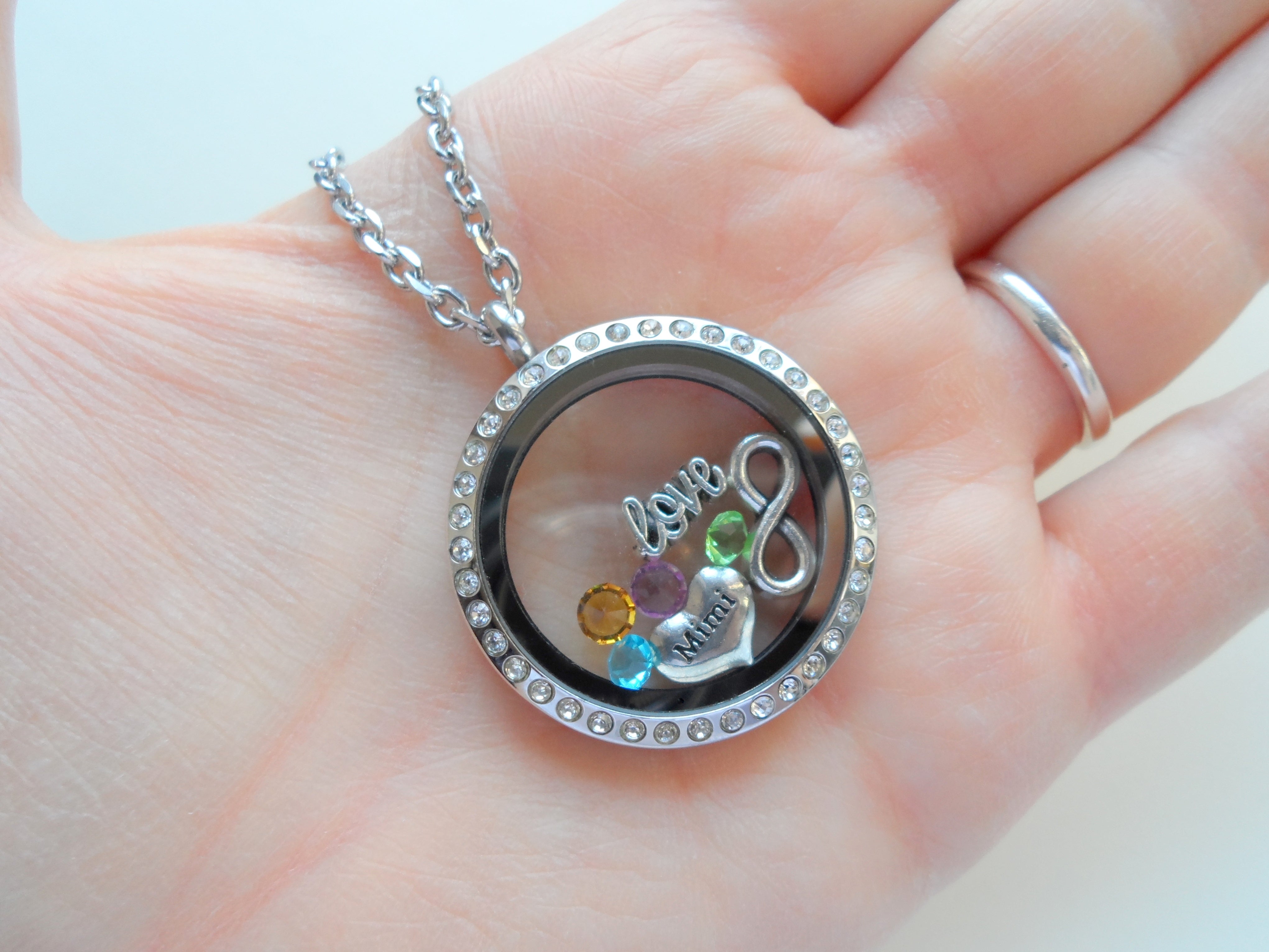 Personalized Floating Locket Necklace for Mother or Grandma • by JE