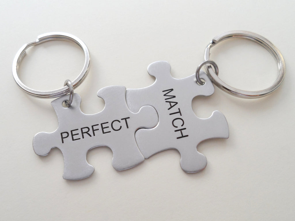 Personalized & Matching Couples Puzzle Keychains + Custom Engraving from JE