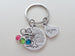 Personalized Family Tree Keychain with Birthstone Charms, Gift for Mom, or Grandma