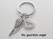 Family Memorial Keychain • Wing Charm with Family Heart Charm, Guardian Angel Keychain | Jewelry Everyday