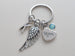 Family Memorial Keychain • Wing Charm with Family Heart Charm, Guardian Angel Keychain | Jewelry Everyday