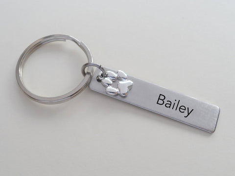 Dog Memorial Keychain • Custom Engraved Tag with Wing & Paw Charm | JE