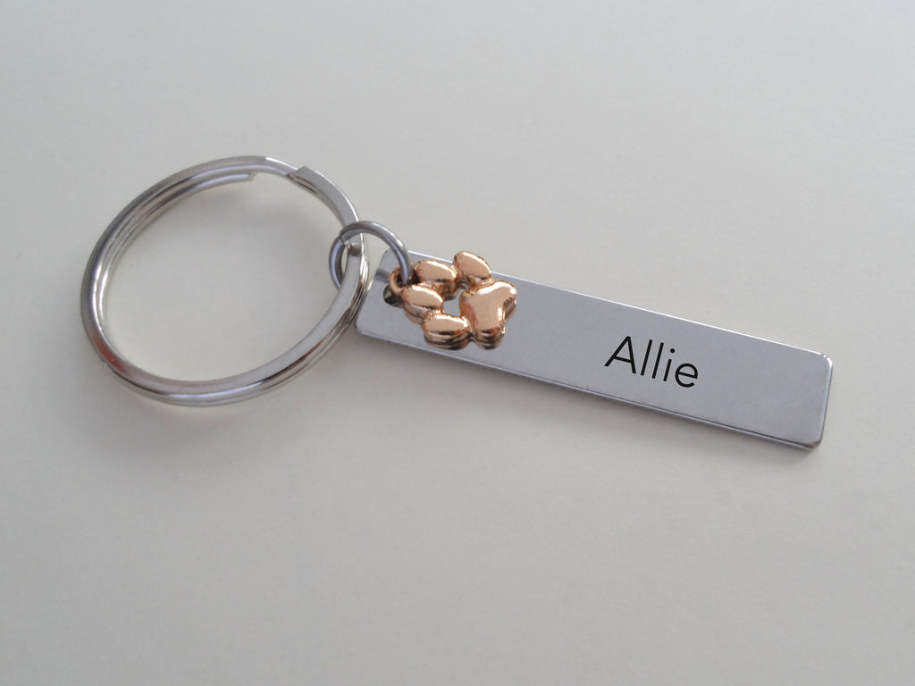 Dog Memorial Keychain - Custom Engraved Tag with Paw Charm by Jewelry Everyday