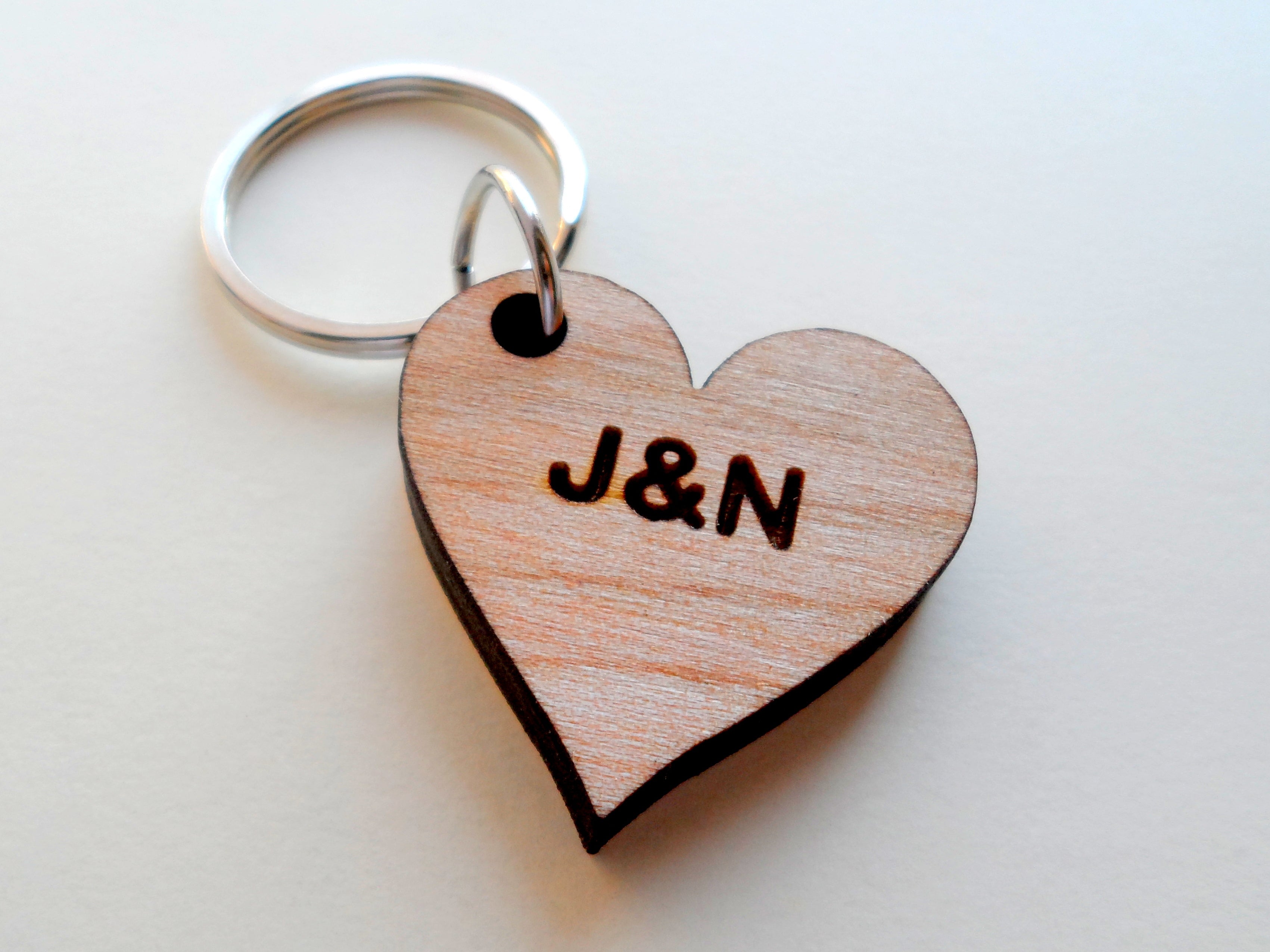 Custom Couples Gift  Copper Heart Keychain, Personalized Wedding