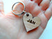 Personalized Wood Heart Keychain Custom Engraved; 5 Year Anniversary Couples Keychain