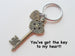 Custom Engraved Bronze Key Charm Keychain - You've Got the Key to My Heart; Couples Keychain