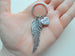 Wing Charm and Custom Engraved Tag Keychain, Memorial Gift Keychain