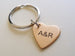 Personalized Small Heart Keychain Engraved with Initials; Handmade 8 Year Anniversary Couples Keychain