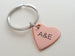 Personalized Small Heart Keychain Engraved with Initials; Handmade 8 Year Anniversary Couples Keychain