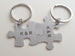 Custom Engraved Matching Steel Puzzle Keychains With Initials, Couples Keychains, Best Friend Gift