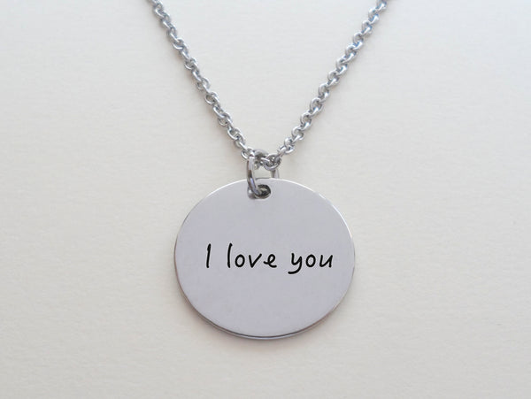 Custom Laser Engraved Handwriting Necklace, Memorial Keepsake, or for Couples Anniversary by Jewelry Everyday
