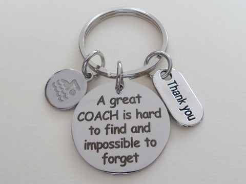 Swim Coach Appreciation Gift • Engraved "A Great Coach is Impossible to Forget" Keychain | Jewelry Everyday