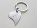 Custom Engraved Stainless Steel Heart Tag Keychain; 11 Year Anniversary Couples Keychain